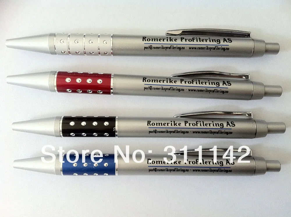 Лучшие продажи, стиль, низкая цена, Серебряная ручка с бриллиантами, Рекламные шариковые ручки с бесплатной печатью логотипа