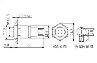 Нержавеющая сталь 16 мм IP67 3A/250VAC dot с подсветкой 2NO 2NC Мгновенный Металл светодиодный выключатель света круглым