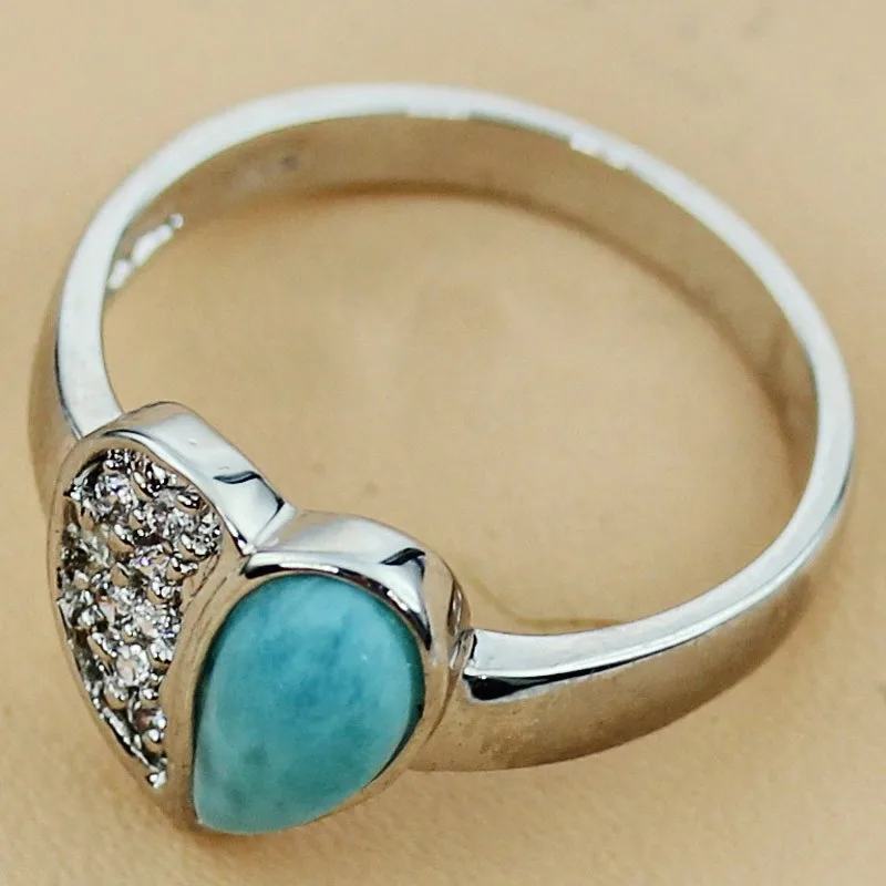 SHUNXUNZE Larimar обручальные кольца ювелирные изделия и аксессуары для мужчин и женщин сердце любовь родиевое покрытие R3502 Размер 6 7 8 9