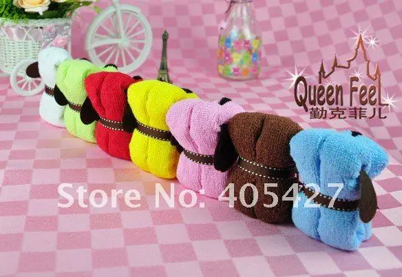 123 Wholesale-10pcs/lot свадьба милые собаки полотенце, рекламные подарки, подарок полотенце собака