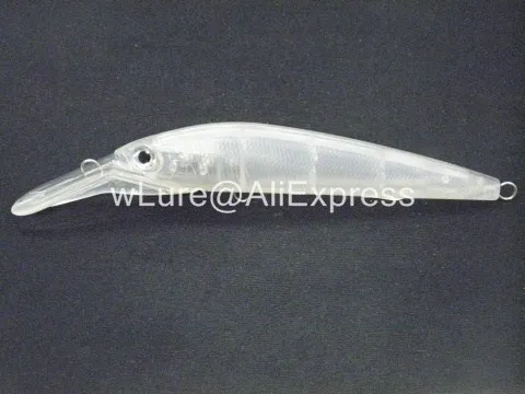 WLure 17 см, большой размер, Minnow, неокрашенные прозрачные приманки, 10 приманок в упаковке, для глубокого дайвинга, 5 метров, для морской рыбалки, UPM511P10