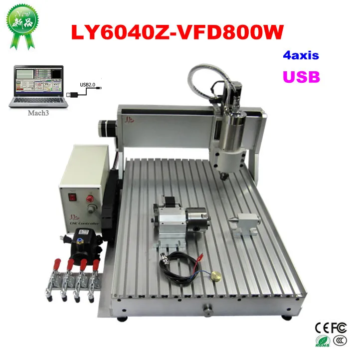

EU free duty LY 6040Z-VFD800W USB 4axis mini CNC carving machine CNC cutting machine