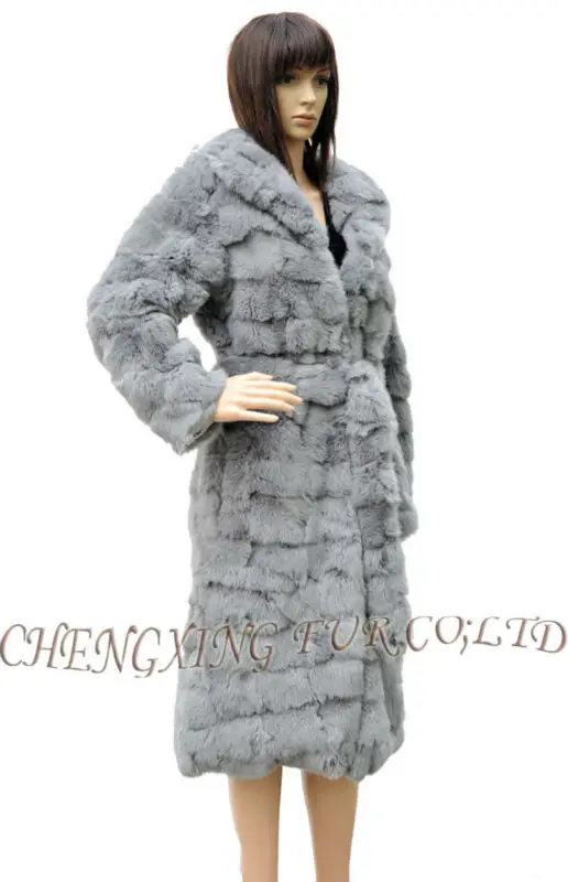 Cx-g-a-124 oversize лоскутное кролик Мех животных длинное пальто зима новые пальто с Мех животных ремень
