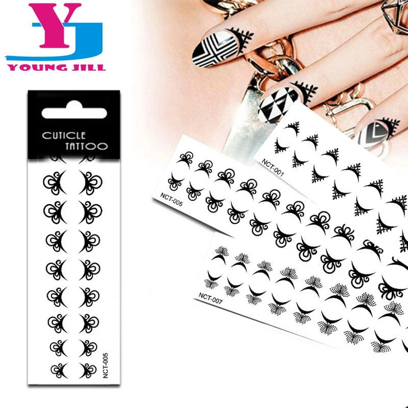 

12X Fashion Spray Cuticle Tattoo Permanent Makeup Needles Nail Art Sticker For Beauty Finger Temporary Water Sticker Tattoo