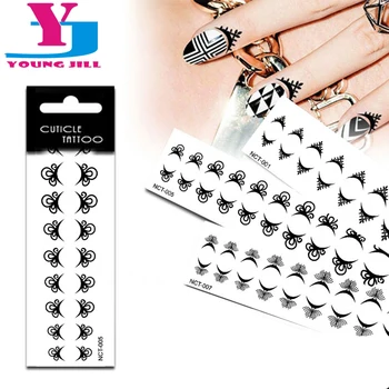 

12X Fashion Spray Cuticle Tattoo Permanent Makeup Needles Nail Art Sticker For Beauty Finger Temporary Water Sticker Tattoo