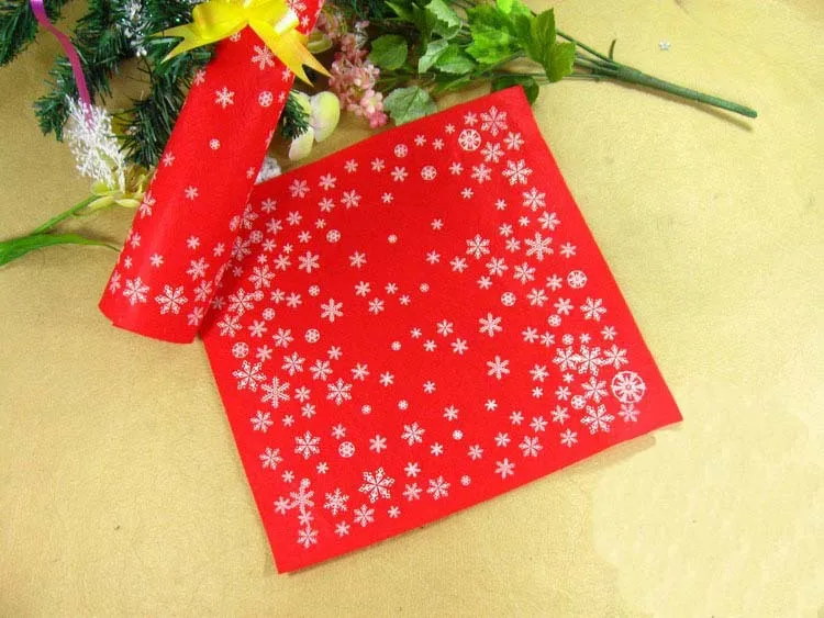 Напечатанная ткань поли DIY нетканый 28x28 см 20 шт микс 4 шаблон Рождество Макс снежинки цветок флора красное сердце точка