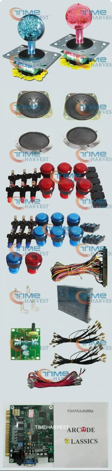 Аркада Комплект с 60 в 1pcb, Питание, подсветкой джойстик, кнопка с подсветкой, microswitch, JAMMA, динамик аромата Провода