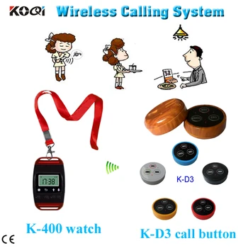 

waiter paging system for coffee house restaurant call watch pager and sound button with 3-key call bill cancel