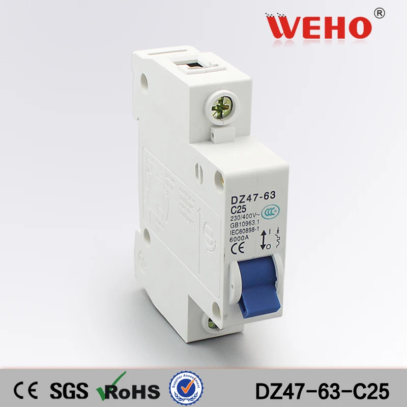 1P 3A D type 240V//415V 50HZ//60HZ Mini Circuit breaker MCB C45