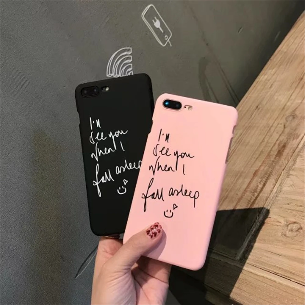

Cute Black Pink Colors Writing Painting Hard Case for iPhone 5 5S 6 8 Plus Fashion Cover for iPhone7 6S Plus for iPhone6 7 Cases