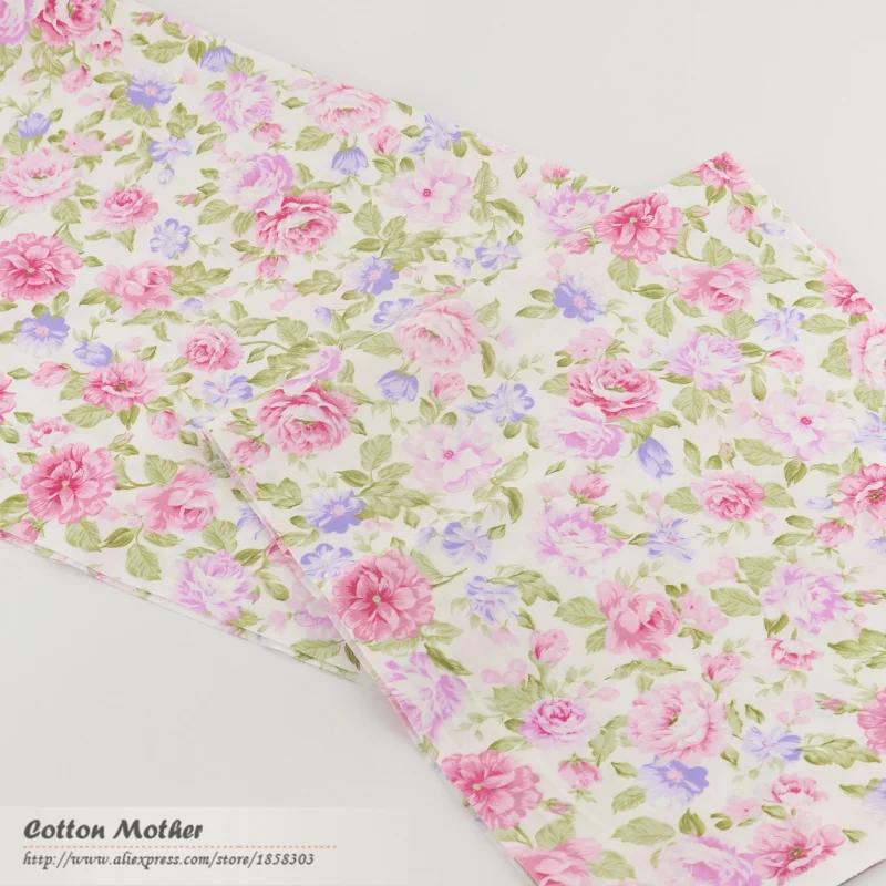 Хлопок, саржа, ткань для шитья, розовая роза, цветочные ткани, дизайнерская текстильная ткань Tecido, лоскутное постельное белье