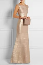 2016 top-qualität sleeveless reizvolle elegante gold winter kleid folienprägung luxus verband formales abend-formales kleid lange
