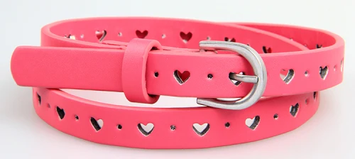 Pink Детский ремень из искусственной кожи, черный, фиолетовый, бежевый, детские ремни с пряжкой, тонкий ремень, распродажа, акция - Цвет: Pink