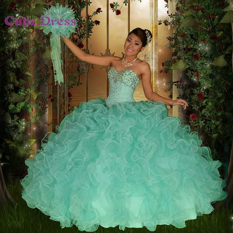 sea green quinceanera dresses