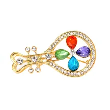Retro Gitarre Gold Überzogene Broschen Strass Kristall Brosche Bouquet für Frauen Brosche Pins Schmuck Hochzeit Dekoration