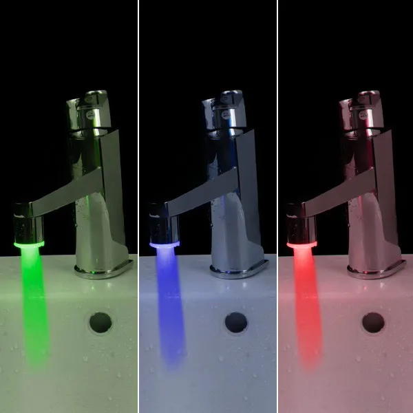 

Free Shipping Mini Glow LED Water Stream Faucet Tap Temperature Sensor 3 Color