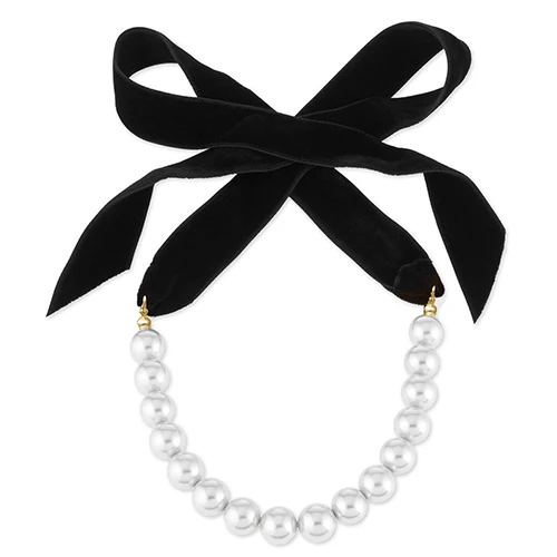 Women Velvet Bowknot Faux Pearl Clavicle Chain Collar Choker Necklace Jewelry | Украшения и аксессуары