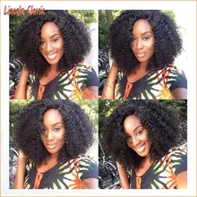 150 Density Short Afro Kinky Curly Wig Lace Front Brazilian Virgin Human Hair Afro Kinky Curly Lace Front Wigs For Black Women