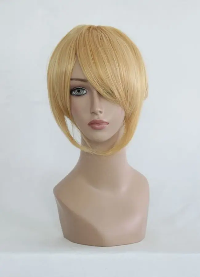 MCOSER 35 см короткий золотой Синтетический Косплей Костюм парик Высокая температура волокна волос WIG-070A