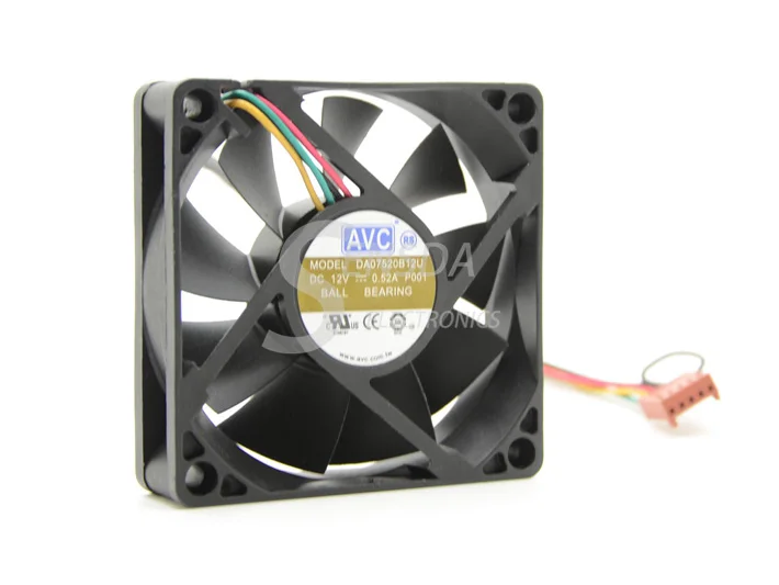 Для AVC DA07520B12U 7520 12 В 0.52A 4 провода tempreture контроль скорости вентилятора компьютера cpu вентилятор охлаждения