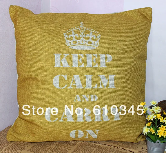 Keep Calm и Carry On льняная наволочка/декоративная подушка 45CX45CM натуральный грунт