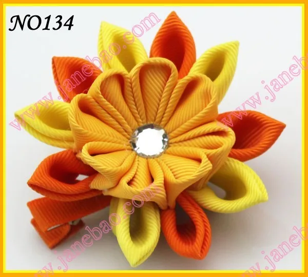 Новые 280 шт. " два слоя Kanzashi цветок заколки моды девушка Bow заколки
