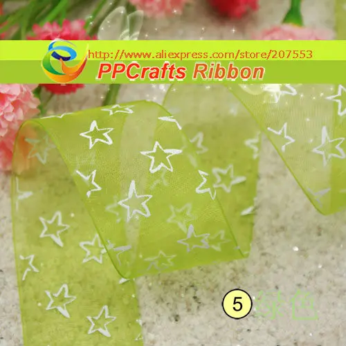 Лента PPCrafts 1-1/2 дюйма 38 мм со звездным принтом прозрачная лента из органзы 200yds/рулон для ремесленничество
