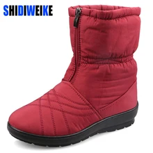 Shidiweike Теплые женские водонепроницаемые мягкие сапоги cube boots больших размеров Уютные высококачественные теплые зимние женские сапоги на меху женская зимняя обувь B264