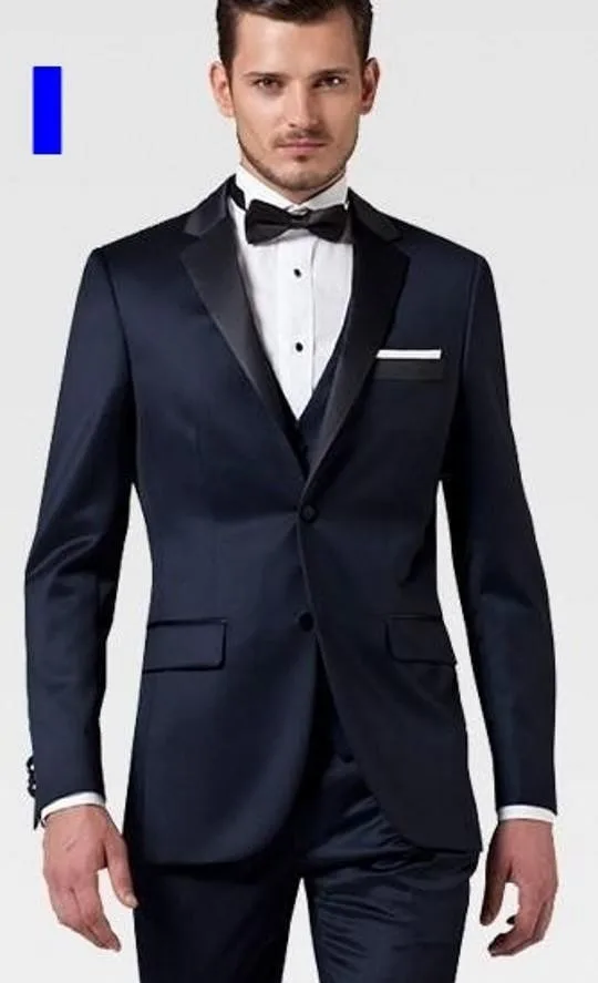 Комплект из 3 предметов Нотч модные Для мужчин костюмы Tailor Made Slim Fit Две кнопки мужской костюм Новое поступление(куртка+ брюки+ жилет+ галстук-бабочка