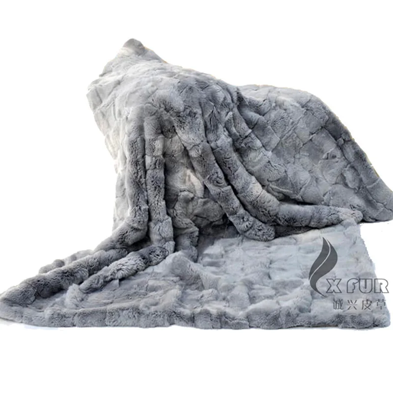 

CX-D-65 200X150 Handmade Patchwork Rex Rabbit Fur Blanket ~Drop Shipping