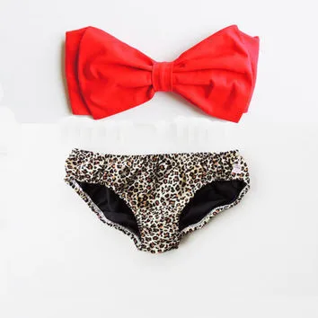 2015 Fashion Push Up Bikini Women Swimsuits Sexy Bathing Suit Swimwear Bowtie Bandeau Bikini Set 17