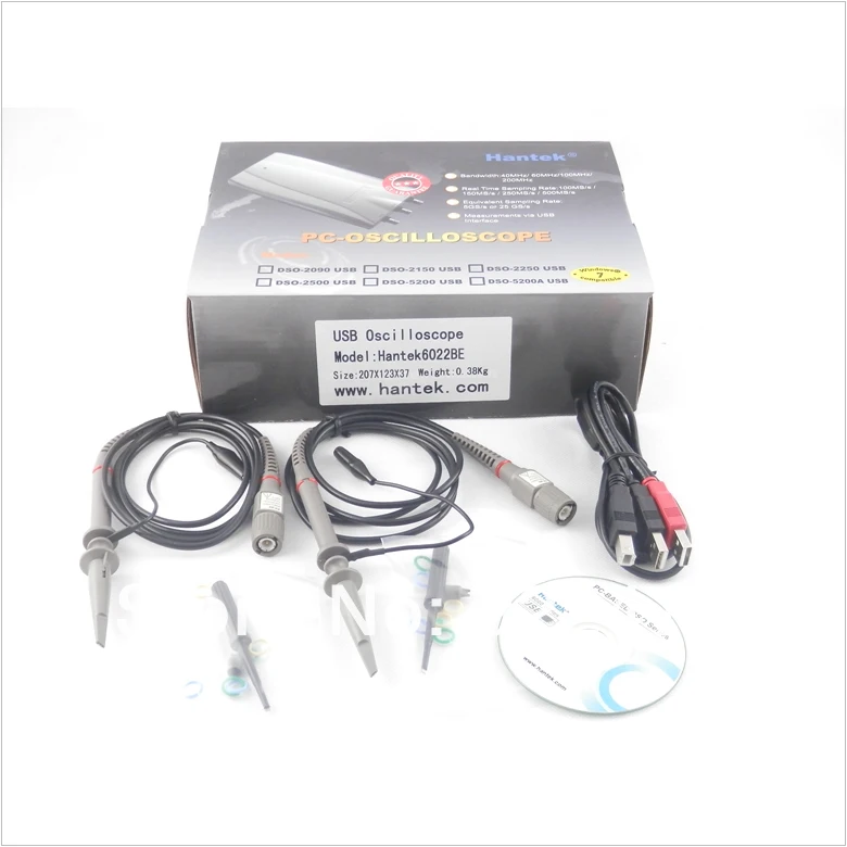 H036 Hantek официальный 6022BE портативных ПК USB цифровой виртуального Осциллограф 2 Каналы 20 МГц Ручной Портативный Osciloscopio