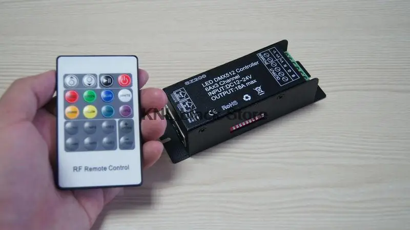 RGB Led DMX512 декодер с 20key RF пульт дистанционного управления, DC12-24V 6A* 3 канала