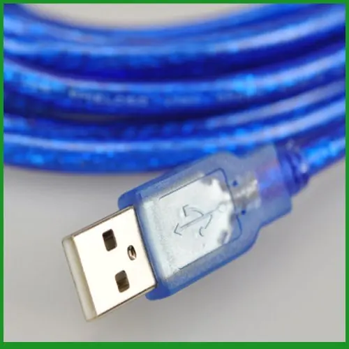 Бесплатная доставка + 15 шт./лот Новый USB 2.0 кабель для принтера AM BM 1.5 метра (прозрачный синий)