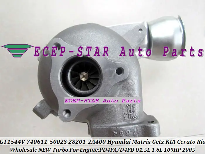 GT1544V 740611-5002S 740611-0002 28201-2A400 Turbocharger For Hyundai Matrix Getz KIA Cerato Rio D4FA D4FB 1.5L 1.6L 2005 109HP (6)