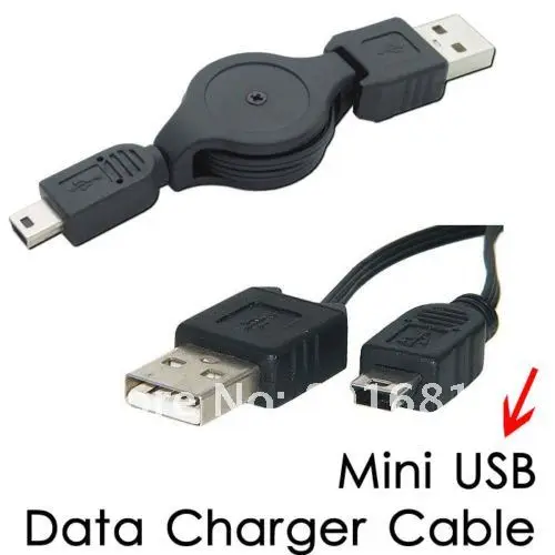 Номер отслеживания++ 10 шт./партия Мини USB A штекер USB B 5 Pin Мужской Выдвижной кабель черный