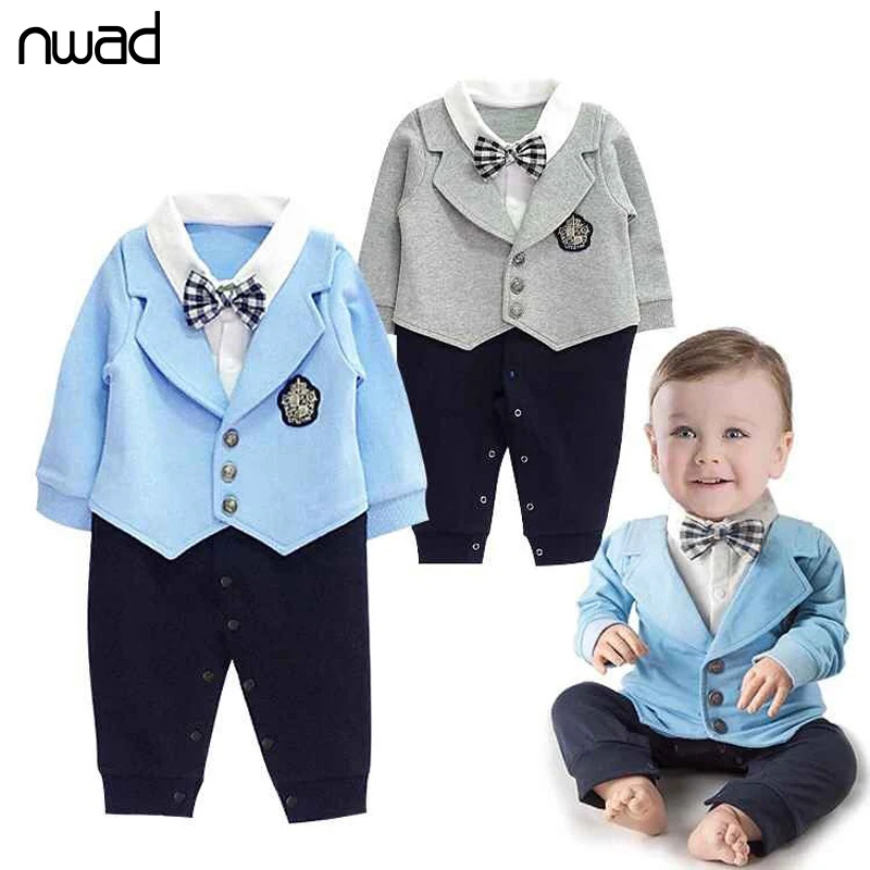 

Baby Boy Gentleman Clothes 2017 Fashion Spring Autumn Romper For Toddler Clothing Children One-Pieces Jumpsuit With Bow FF018