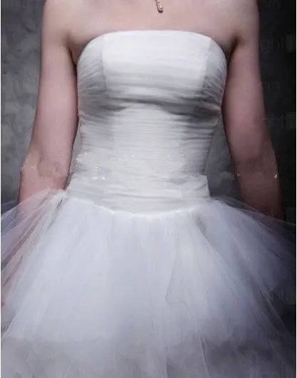 Tulle Over Satin Ball Gown Sweep Brush Train Tiered Wedding Dress
