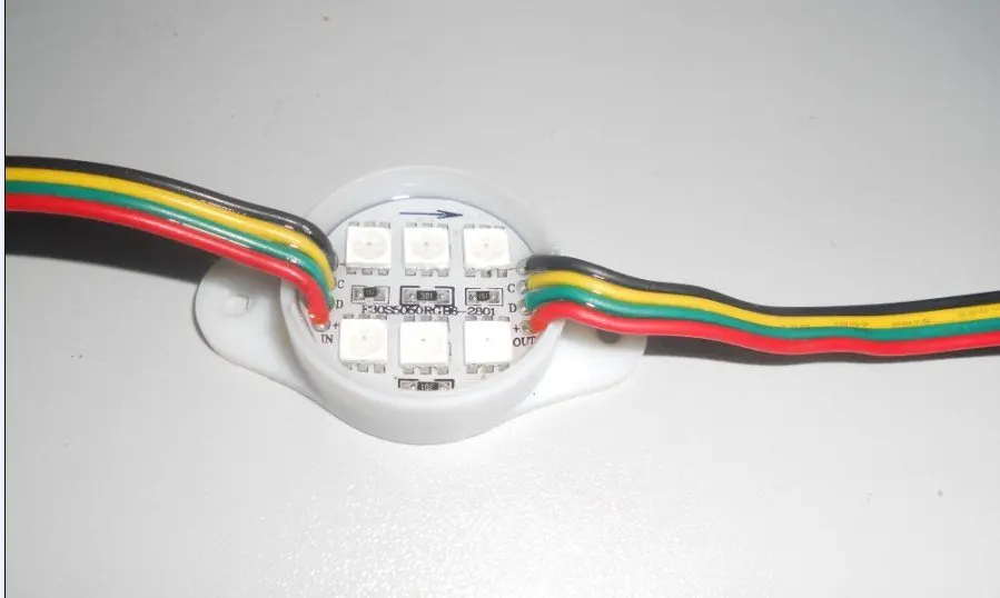 WS2801IC светодиодный модуль пиксела; dc12v, водонепроницаемый, 30 мм Диаметр; 6 шт. 5050 SMD RGB; 20 штук строка