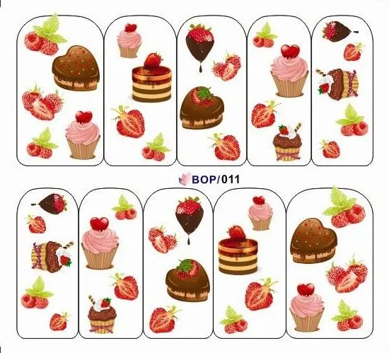 20 листов/партия, смешанная серия BOP001-BOP015, милый дизайн, переводная наклейка для воды, стикер для дизайна ногтей