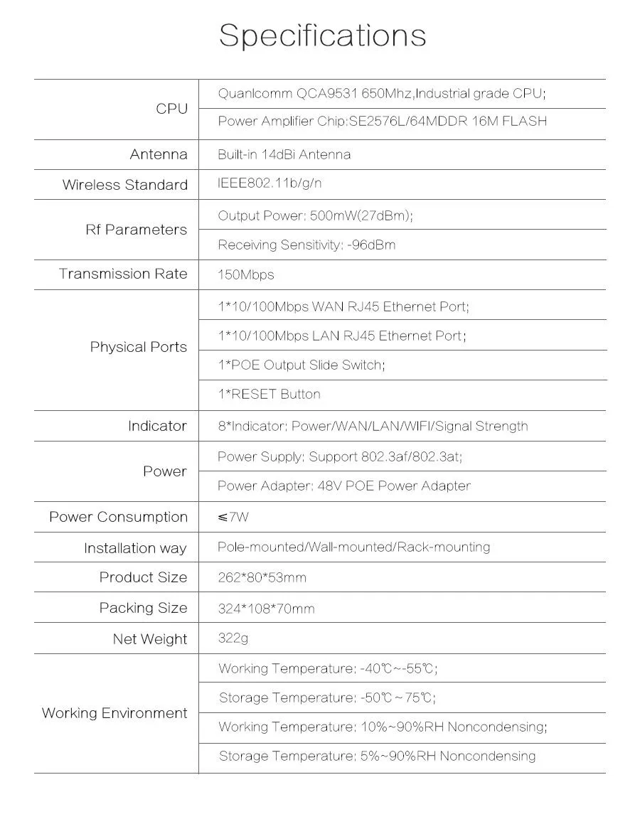 150-300Mbps адаптер Ethernet-радио WiFi маршрутизатор 2,4/5,8 Ghz Открытый CPE беспроводной ретранслятор наружный ретранслятор WiFi длинный диапазон IP Cam проект