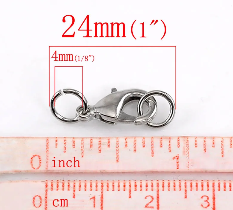 20 шт Серебряный тон Омаров застежка результаты W/прыжки Кольца 24x9 мм (1 &quotx