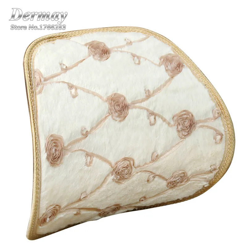 

Winter Warm Plush LUMBAR CUSHION FOR CAR Lumbar Support For Office Chair With Flowers Girls Women Cute