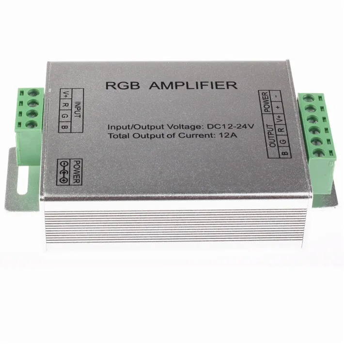 12A усилитель для RGB Светодиодные ленты DC 12 V-24 V Алюминий корпус усилитель сигнала, RGB для SMD 3528/5050 Светодиодные Ленты shippingping