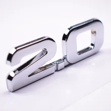 Yaquicka metal prata 3d 2.0 2.0 t carro traseiro tronco emblema adesivo para bmw audi ford toyota volkswagen etc carro auto-estilo