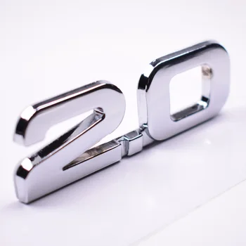 YAQUICKA Metal Silver 3D 2.0 2.0T Car Rear Trunk Emblem Badge Sticker For BMW Audi Ford Toyota Volkswagen etc Auto car-styling qhcp car styling abs letter sticker rear trunk decklid badge emblem stickers decoration fit for ford mustang 2015 2016 2017 2018