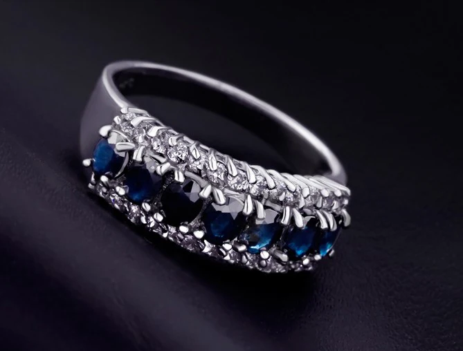 Классическое кольцо с сапфиром для подруги, 7 шт., подлинное темно-синее серебряное кольцо с сапфиром, 925 серебряное кольцо с драгоценными камнями, романтический подарок