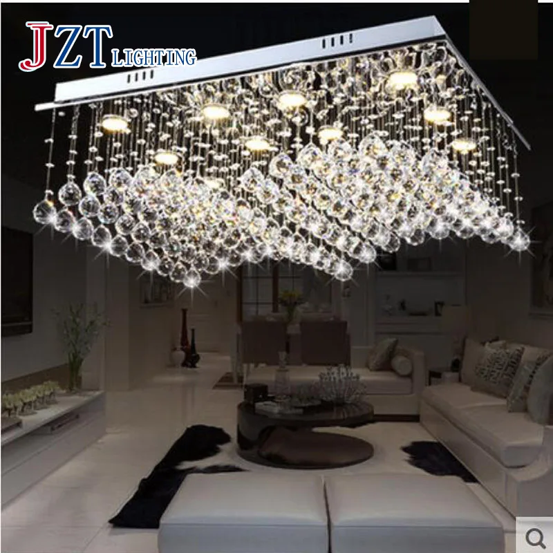 

T Modern Crystal light Rectangle With LED chips Romantic Sweet Luxury Simple living room Fashion Lamps 3 size