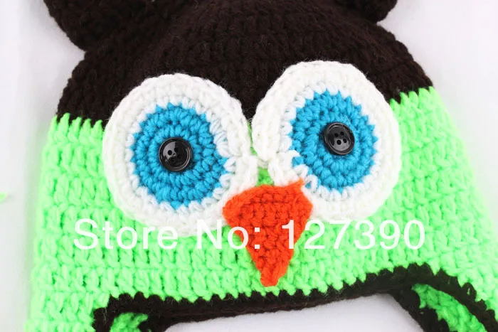 Прекрасный ребенок Сова Caps малышей Сова EarFlap крючком Топ Детские крючком шапка ручной работы сова Шапки 5 шт. mty-05