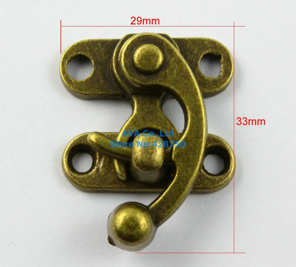 Sourcingmap® 33mmx29mm Jewelry Box Hasp Hook Lock Latch Antique Brass Color 2pcs 
